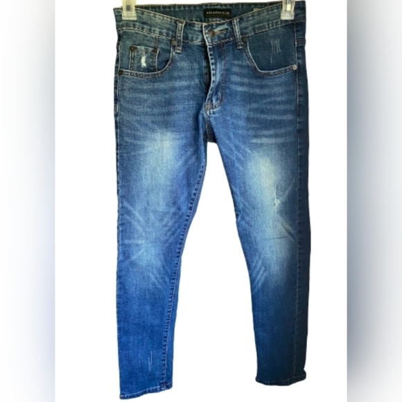 👖 Aeropostale Men's Super Skinny Jeans 30x30 Acid Wash Denim Edgy Cool Streetwe - Picture 2 of 8